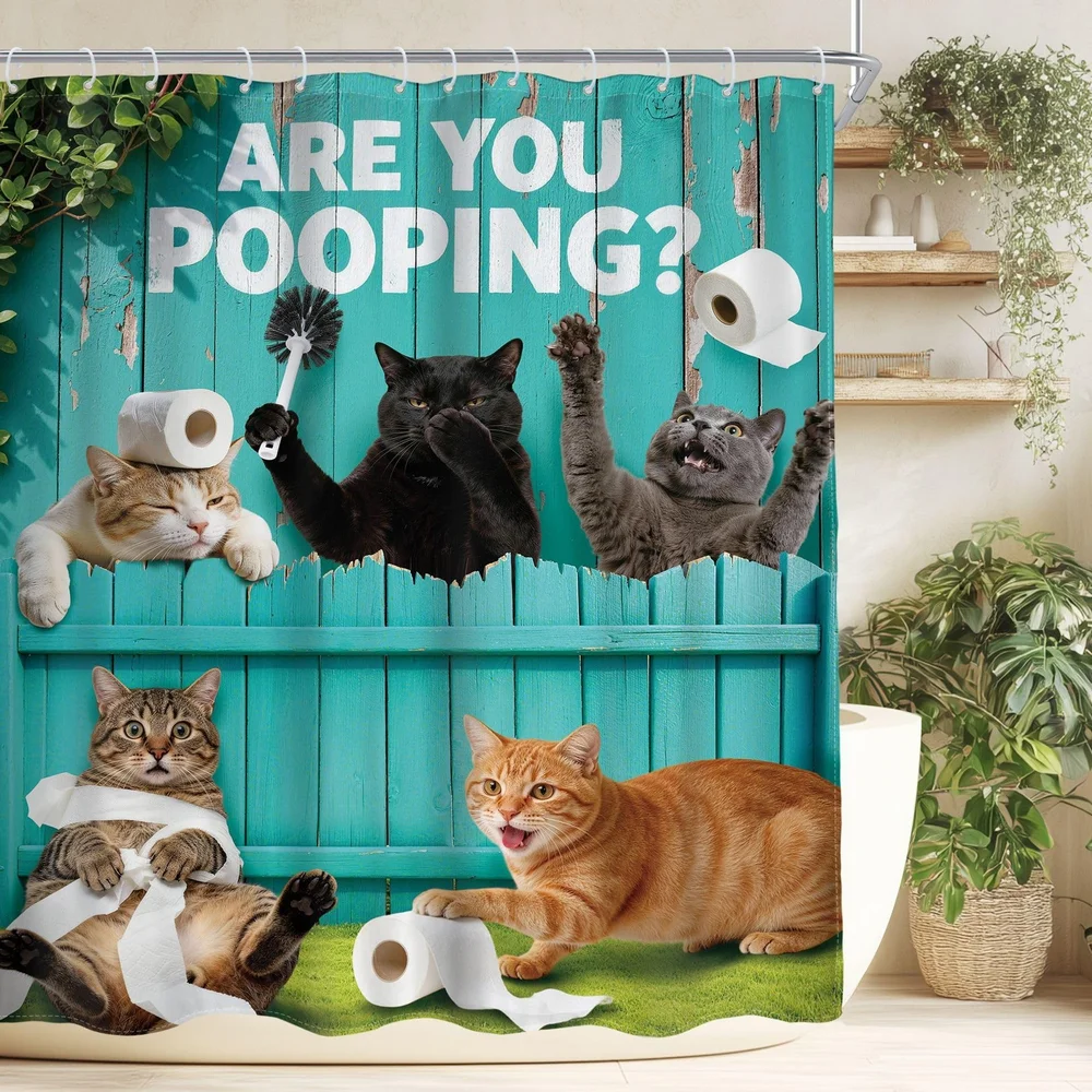 1pc Cute Cartoon Puppy Dog Print Waterproof Shower Privacy Partition Shower Curtain 12 Hooks Multiple Sizes Machine Washable