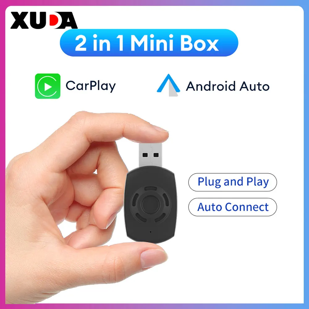 XUDA 2 in 1 Mini Box Wired to Wireless Carplay&Android Auto AI Box Plug And Play Dongle Auto Connect Compatible with 99% of Cars