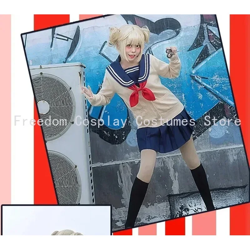 ชุดคอสเพลย์อนิเมะมายฮีโร่อะคาเดเมีย ฮิมิโกะ โทกะ พร้อมวิกผม ชุดนักเรียนหญิง ชุดกะลาสี กระโปรง เสื้อสเวตเตอร์ เสื้อโค้ท สำหรับงานปาร์ตี้ฮาโลวีน ชุดสำหรับเด็กผู้หญิง