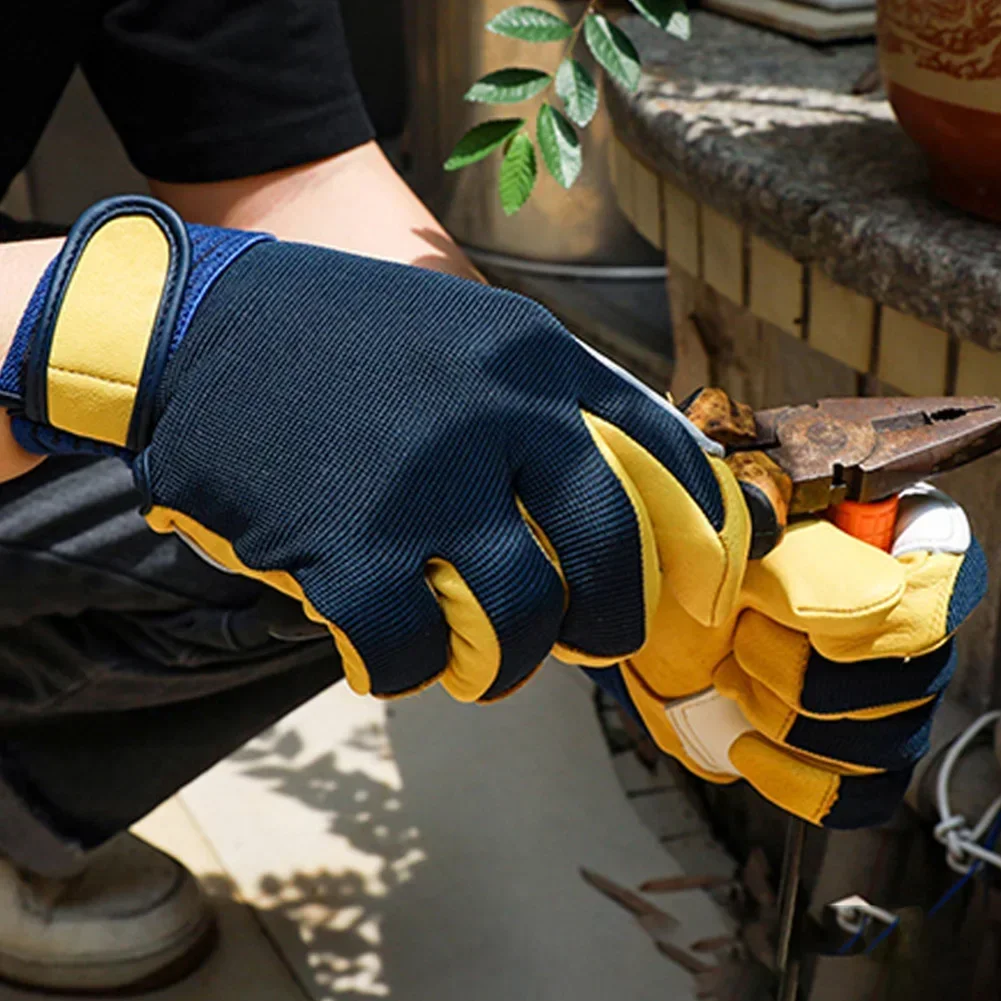 Guantes de trabajo de soldadura para hombres y mujeres, guantes de construcción, guantes de jardinería, guantes de seguridad mecánicos de Servicio Ligero, imitación de piel de oveja, 1 par