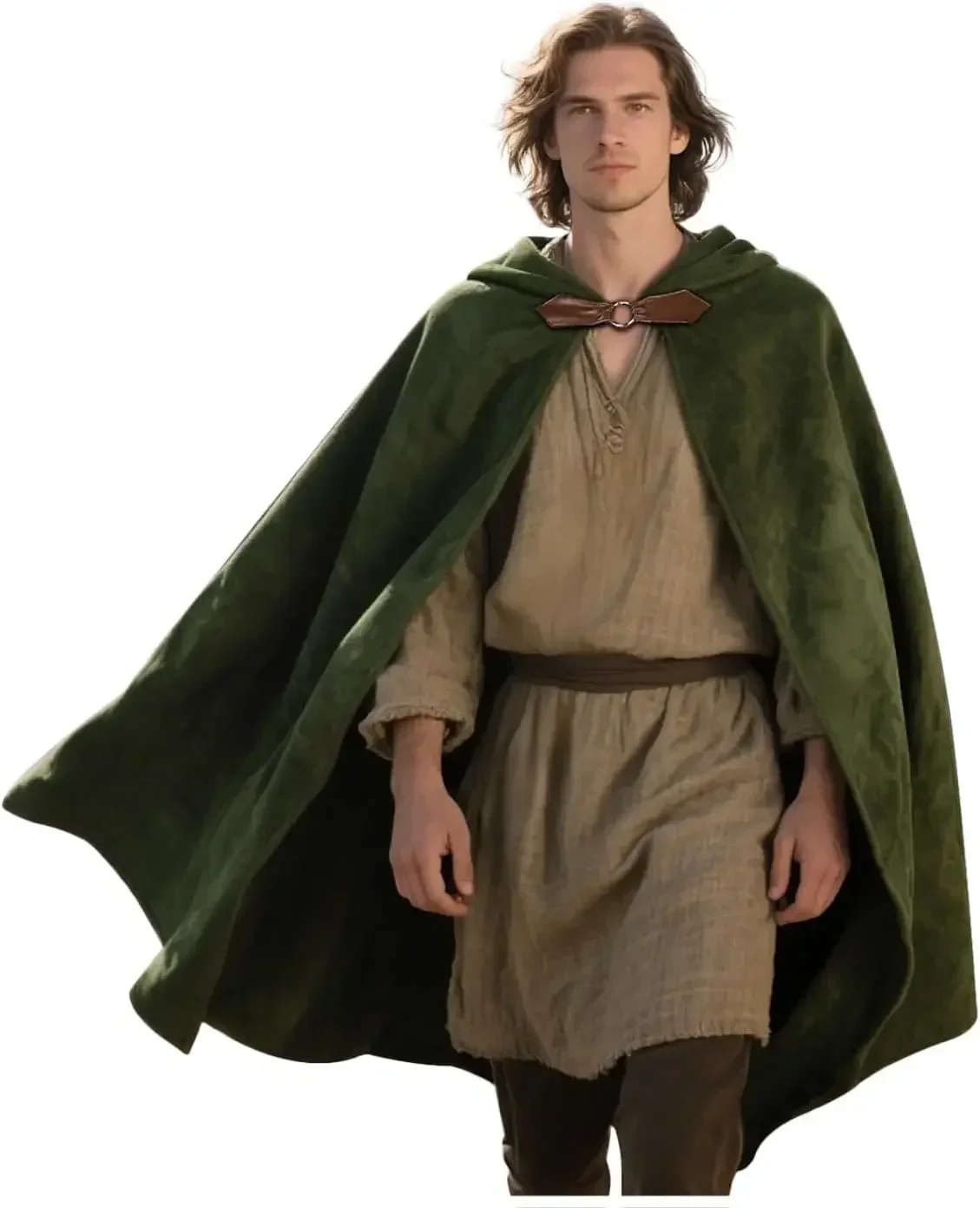 Joukavor Velvet Hooded Cloak Medieval Renaissance Cape with Hood for Men Women Halloween Costume - view 2