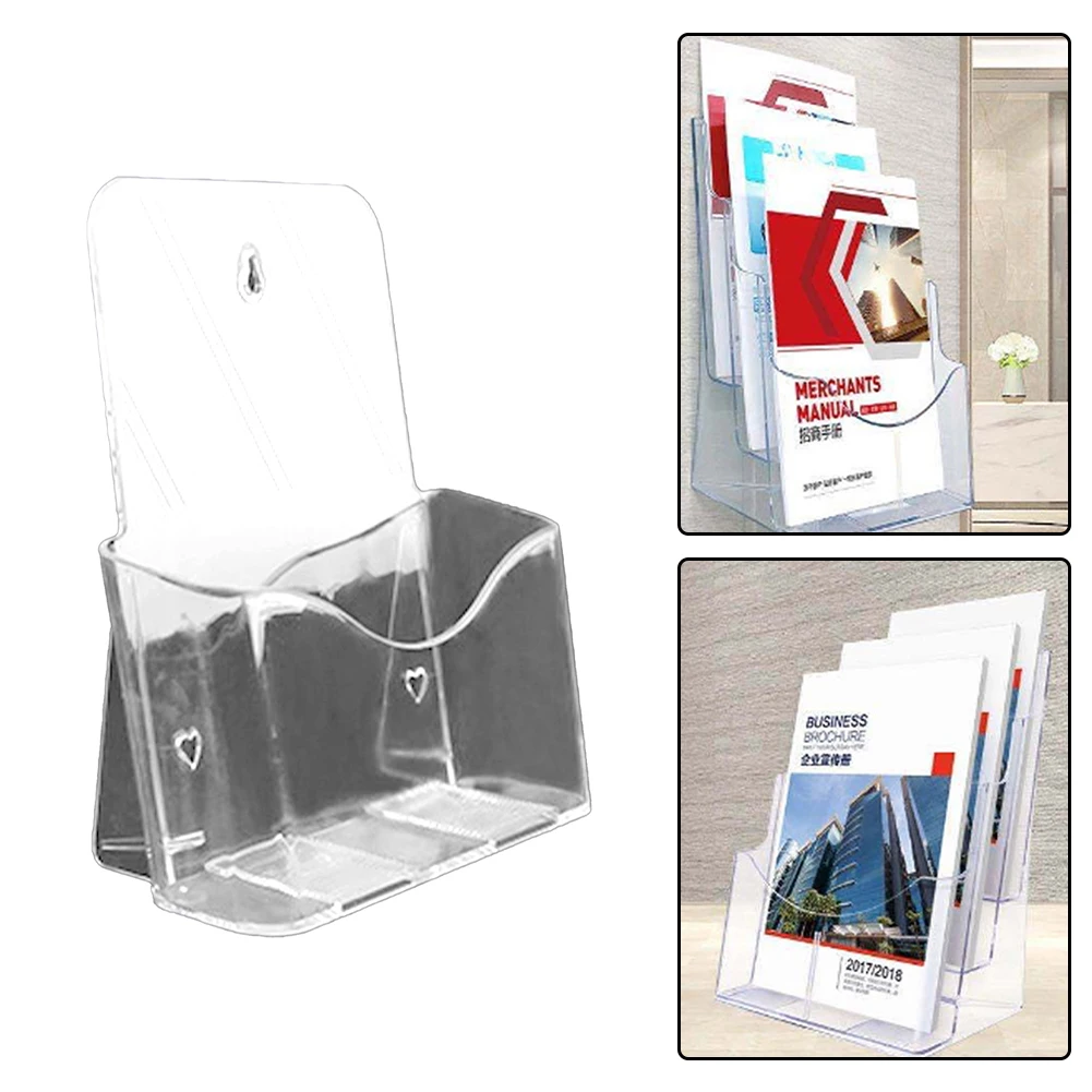 1 support d'affichage transparent en acrylique pour brochures, 4x9 pouces, design incliné vers l'arrière