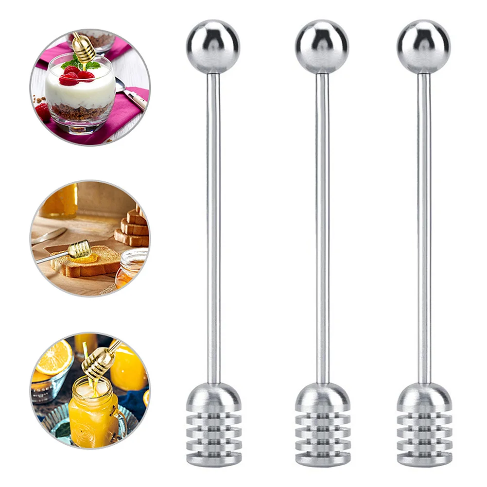 

3Pcs Stainless Steel Honey Dipper Stick Syrup Stirrer Ideal Gift for Bakers and Beekeepers Stainless Steel Honey Dipper