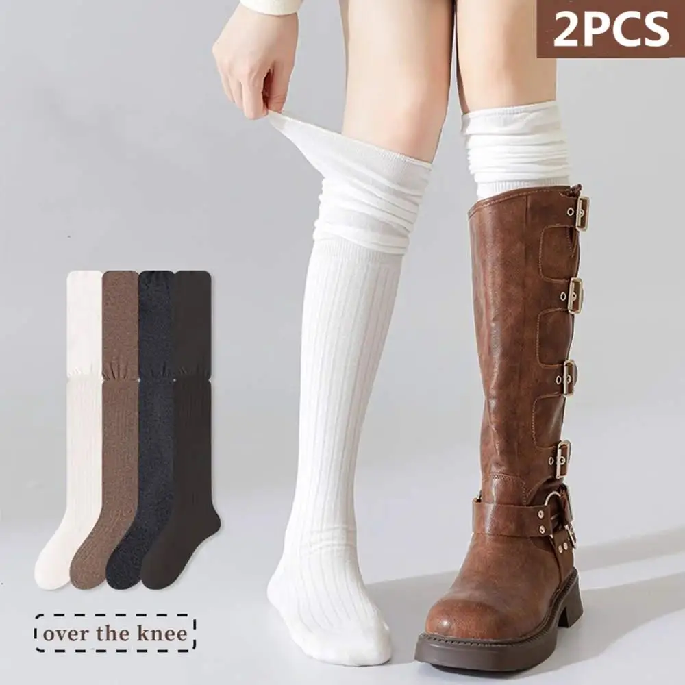 النساء الخريف الشتاء سميكة القطن جوارب طويلة بلون الربط جوارب نمط Preppy الجوارب الدافئة القطن طويل القامة أنبوب طماق #1