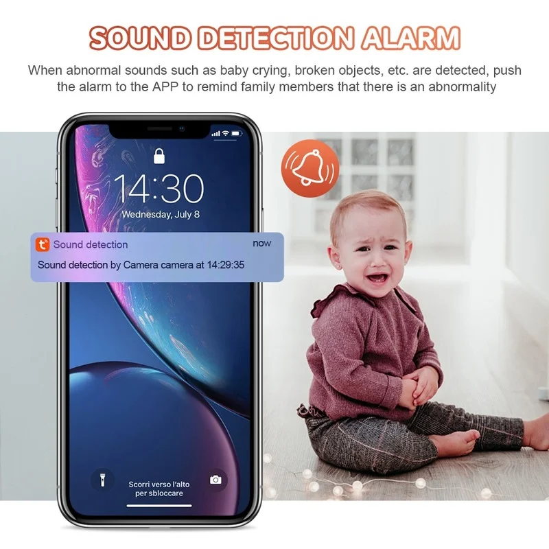 INQMEGA 1080P HD Tuya Baby Monitor Wifi Phone Camera Baby Camera Smart Life Alex Temperature Crying Alarm Lullaby Nanny Camera