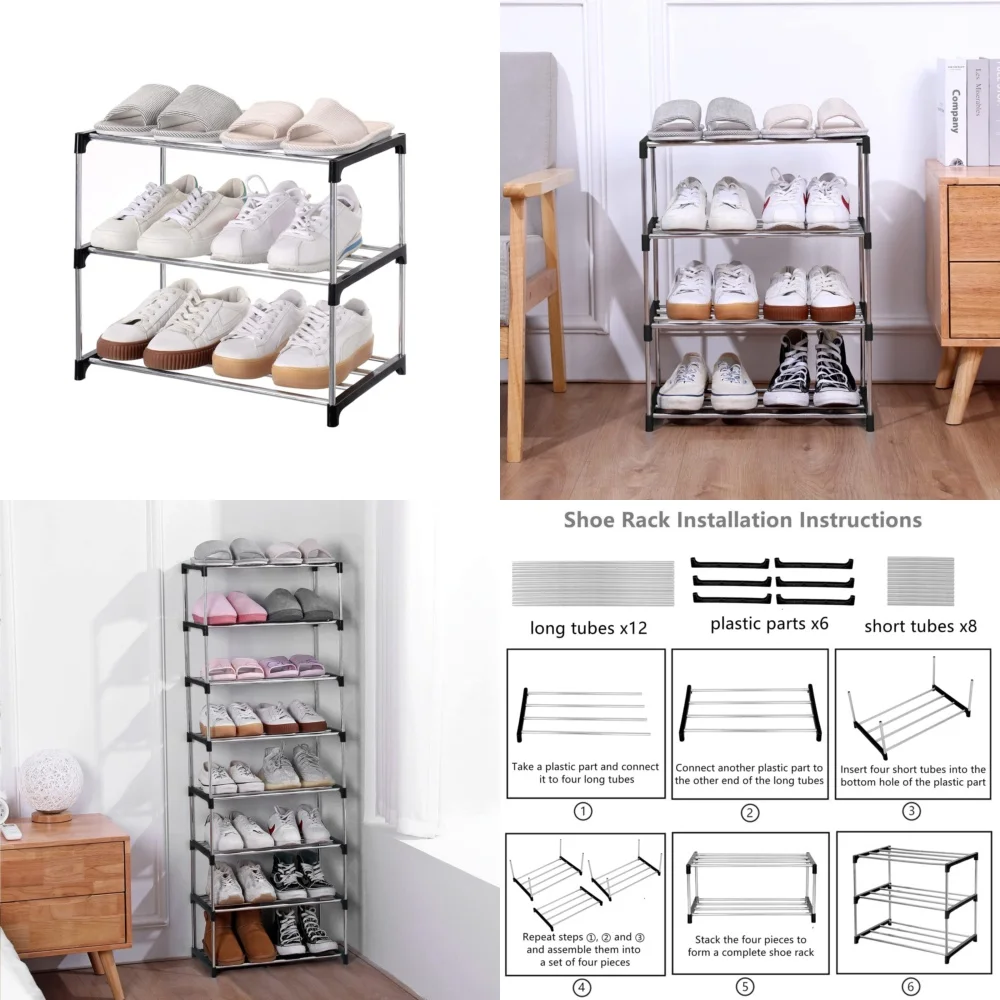 

Shoe rackStackable Shoe Rack Small Space Saving 3 Tier Organizer for Closet Entryway Modern Black Footwear Storage Solution