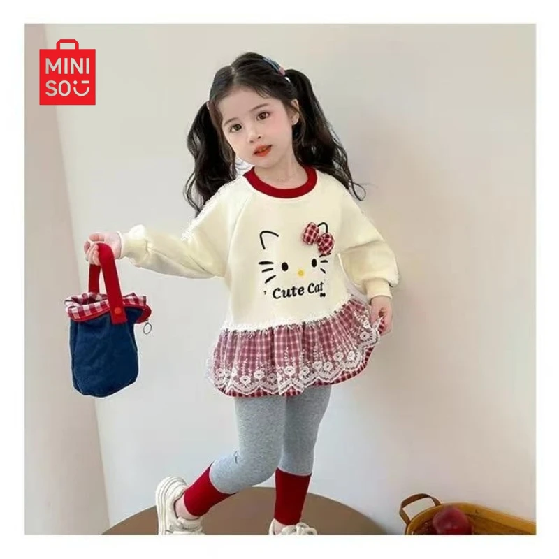 

2025 Girls Lace Hoodie Set, 2-Piece Outfit with Leggings for Toddlers & Kids Fashion Combo