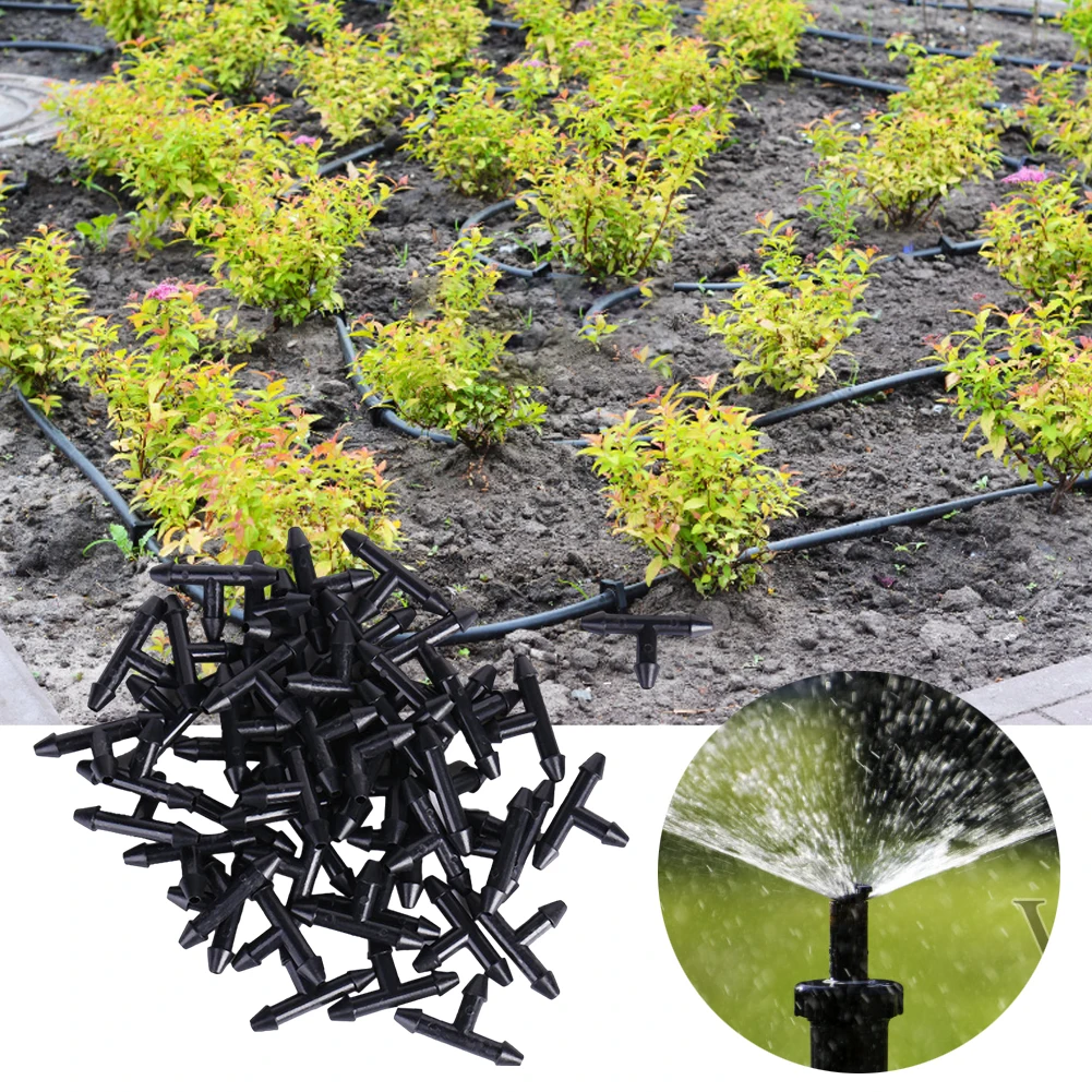 50pcs 3/5 Micro Drip Pipe Connector Universal Drip Irrigation Joint Portable Multi-function Lightweight for Watering Systems