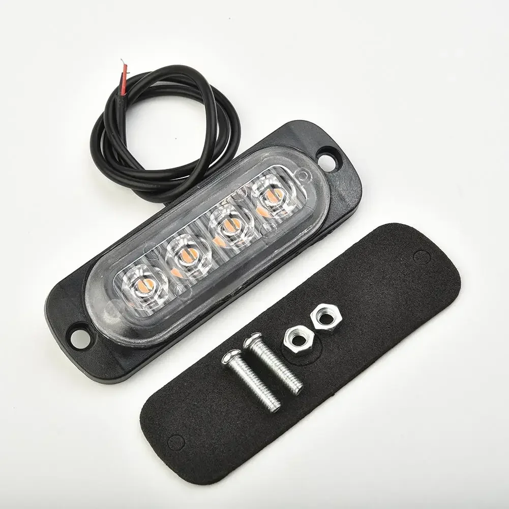 DC12~24V 12W 4-LED Truck/Van/Bar Off Road Auto Safety Urgent Fog Yellow Light Lamp Signal Lamp Auto Accessory Parts