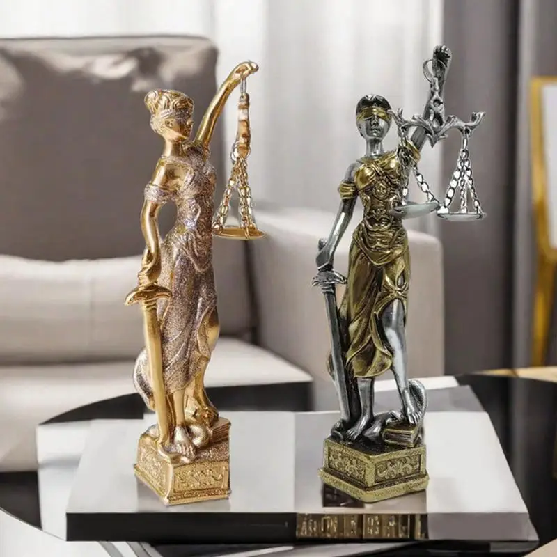 Resin Lady Justice Statue Resin Law Blind Lady Sculpture Greek Roman Angel Justice Blind Statues For Living Room Bedroom Home