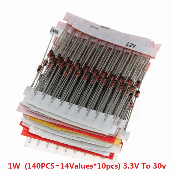 140PCS=14Values*10pcs 3.3V To 30v 1W 1N4751A 1N4749A 1N4747A 1N4746A 1N4745A 1N4744A 1N4742A 1N4740A 1N4738A 1N4736A 1N4735A kit