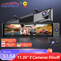 H330 Dash Cam 3 Channel Rearview Mirror Front Inside Rear 4K+1080P+1080P WiFi GPS Dual Lens Car Dvr Camera Infrared Night Vision