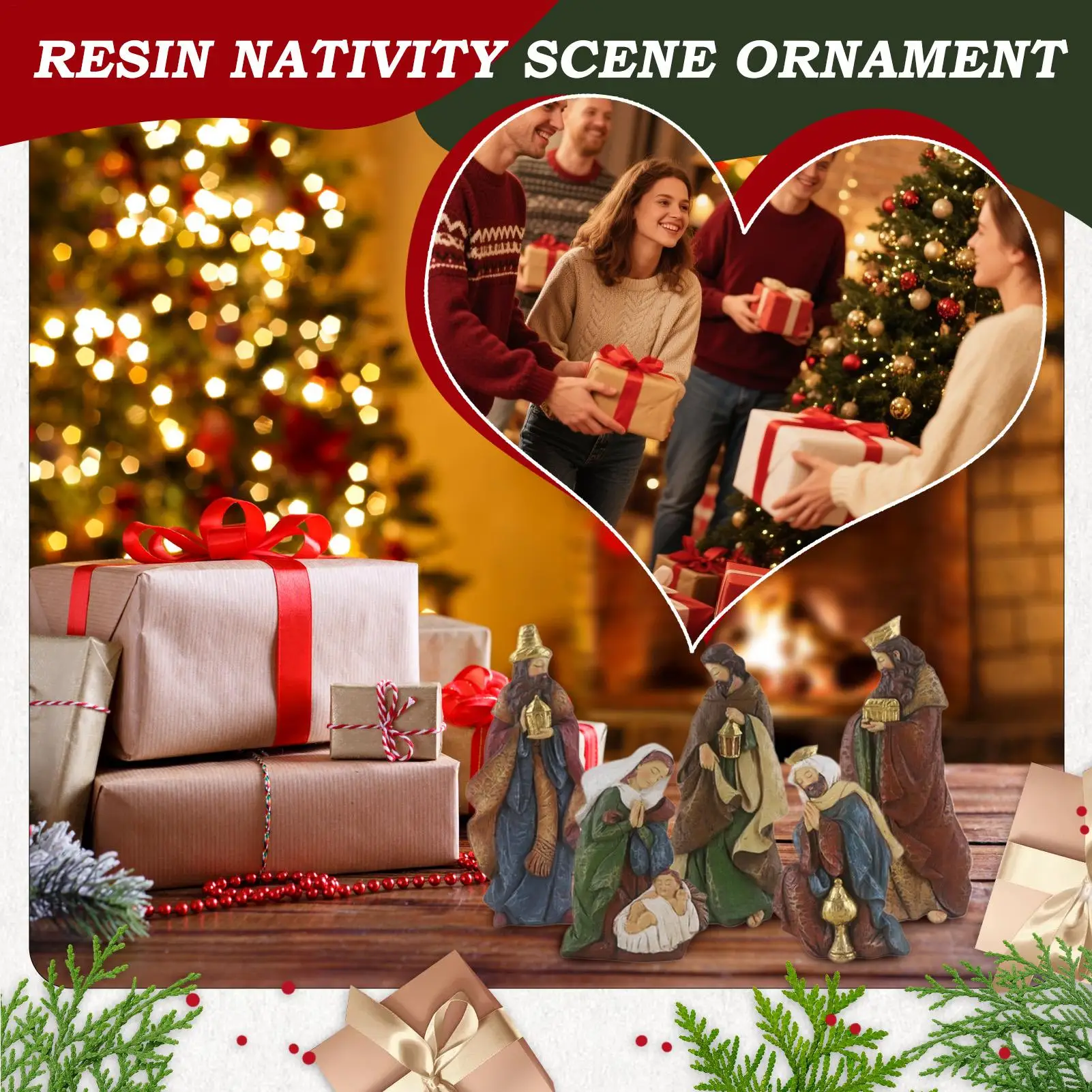 

Nativity Figures Resin Classic Set Of 5 Birth Of Jesus Christmas Figurines For Mother Children Adults Friends Porch Dining Table