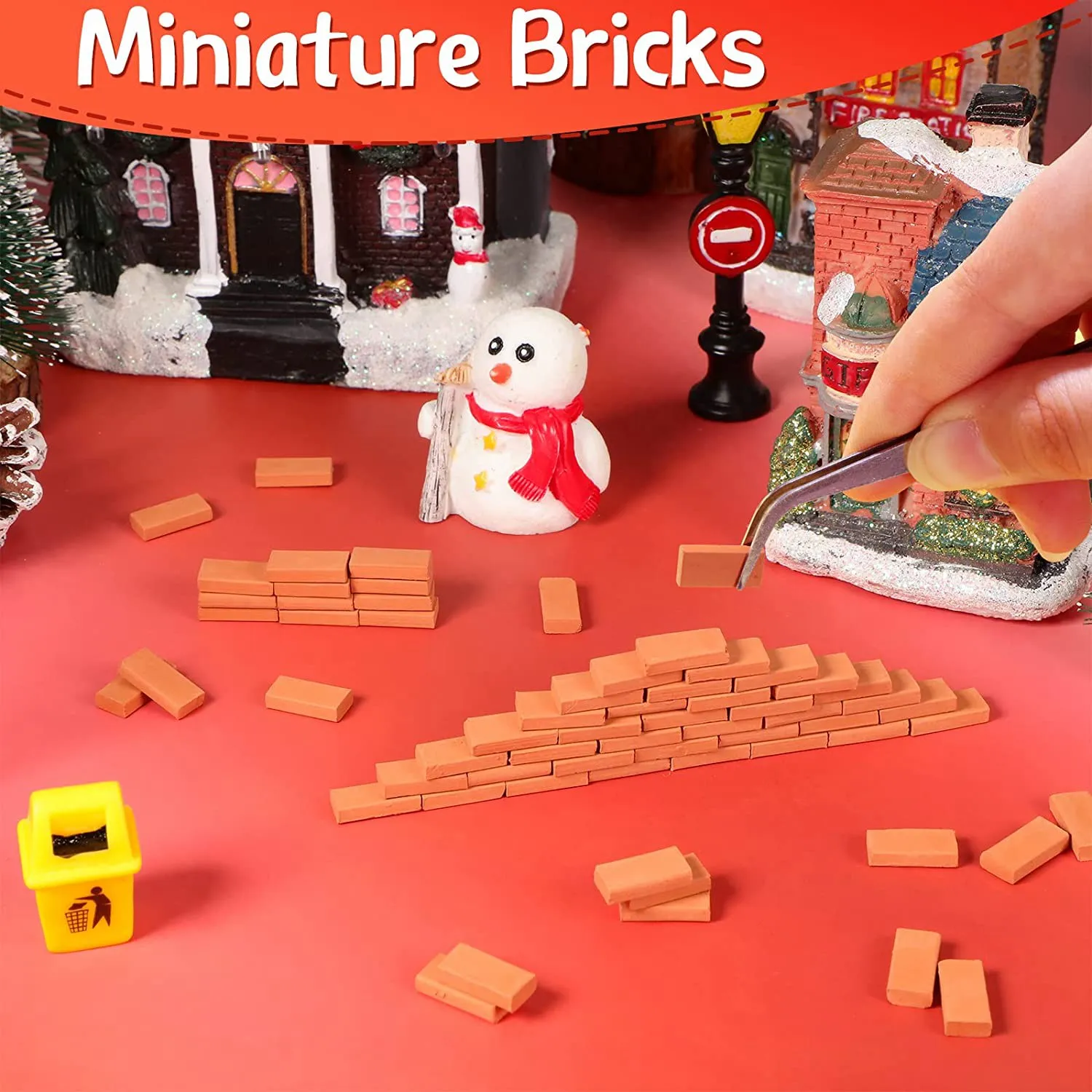 200 Pieces Mini Bricks for Landscaping Miniature Bricks Brick Wall Small Bricks for Garden Parts,1/35 Scale