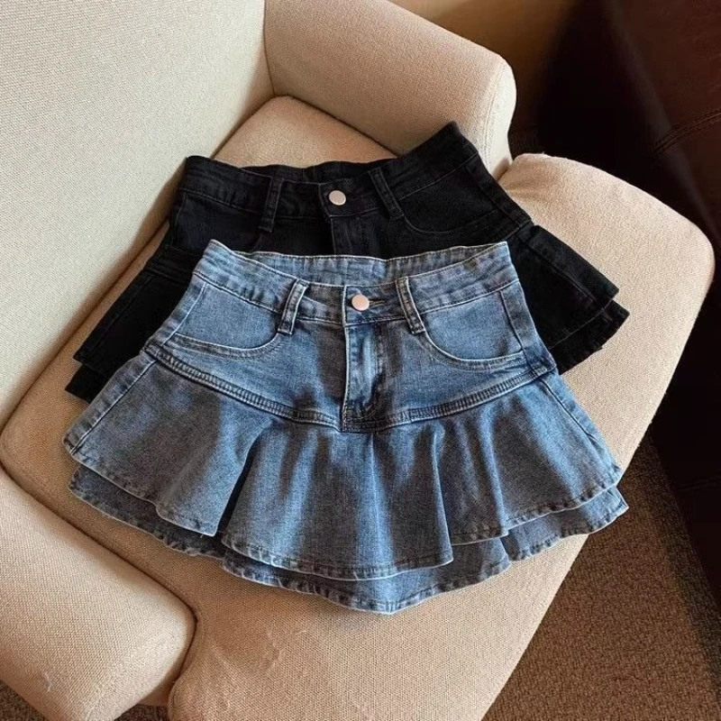 Saia Jeans Feminina Infantil de Verão Elástica Casual Mini para Crianças Grandes de 7 a 14 Anos Moda Festa Escolar Roupa Infantil Nova Chegada 2026