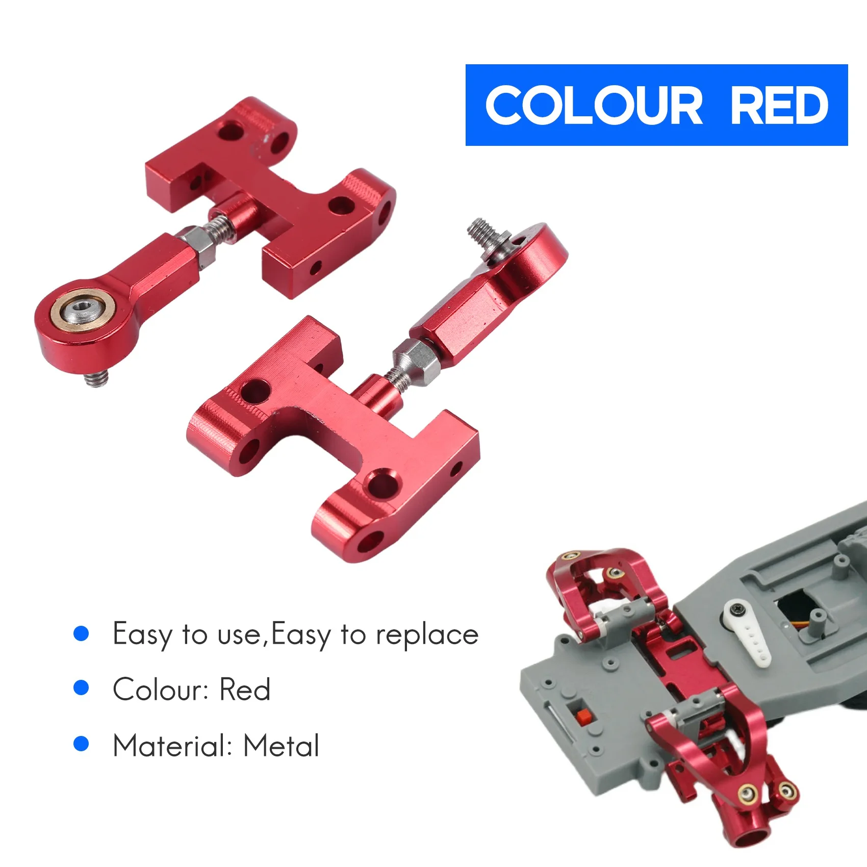 BAAA-Copa de dirección de metal Brazo oscilante superior inferior Asiento Bloque de giro deslizante de dirección para piezas de actualización de coche WPL D12 1/10 RC, 1