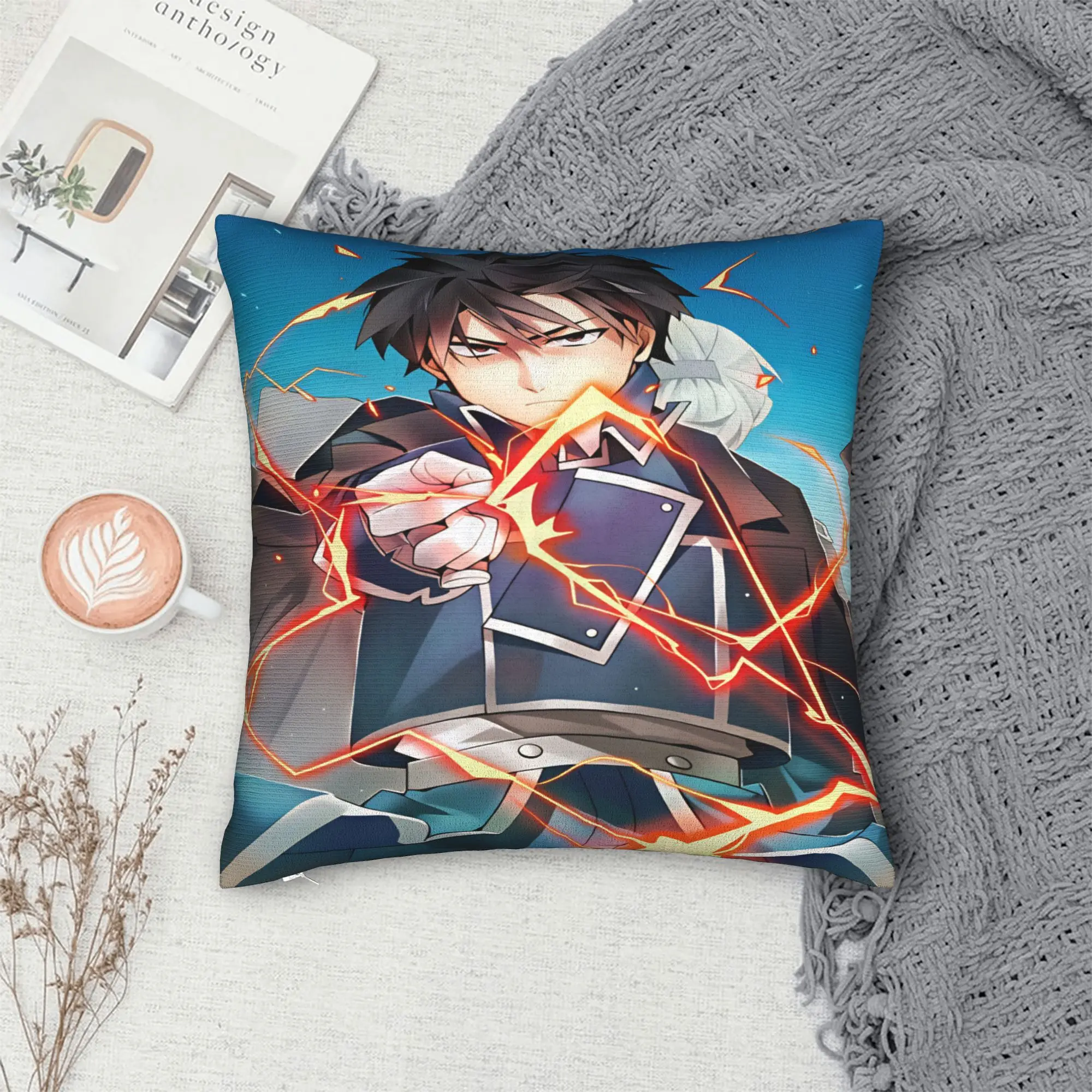Roy Mustang Pillowcases Fullmetal Alchemists Funny Pillow Case For Sofa Bedroom Home Decor Soft Pillow Cover