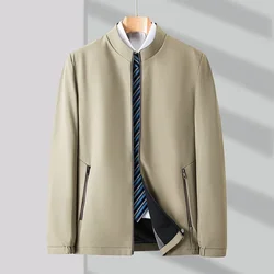 Men Autumn Jacket Stand Collar Business Casual Middle-aged and Dad's Jackets Solid Office Formal Work Jacket Men's Clothing Top