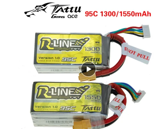 

Литий-полимерный аккумулятор TATTU R-line V1.0, 1300 мАч, 1550 мАч, 14,8 в, 95C