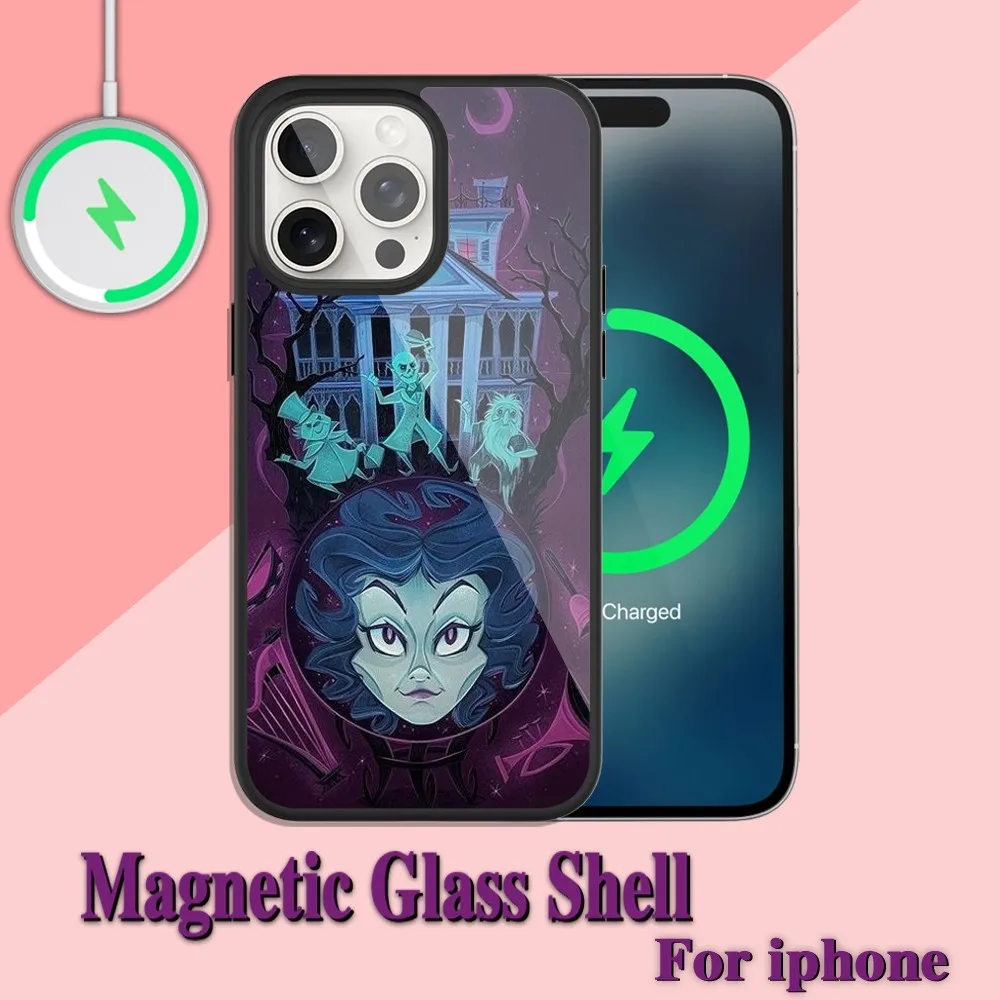 Haunted Movie Mansion Phone Case For iPhone Charging 13 14 15 11 12 Pro Max Plus Glass Magsafe Magnetic Shell