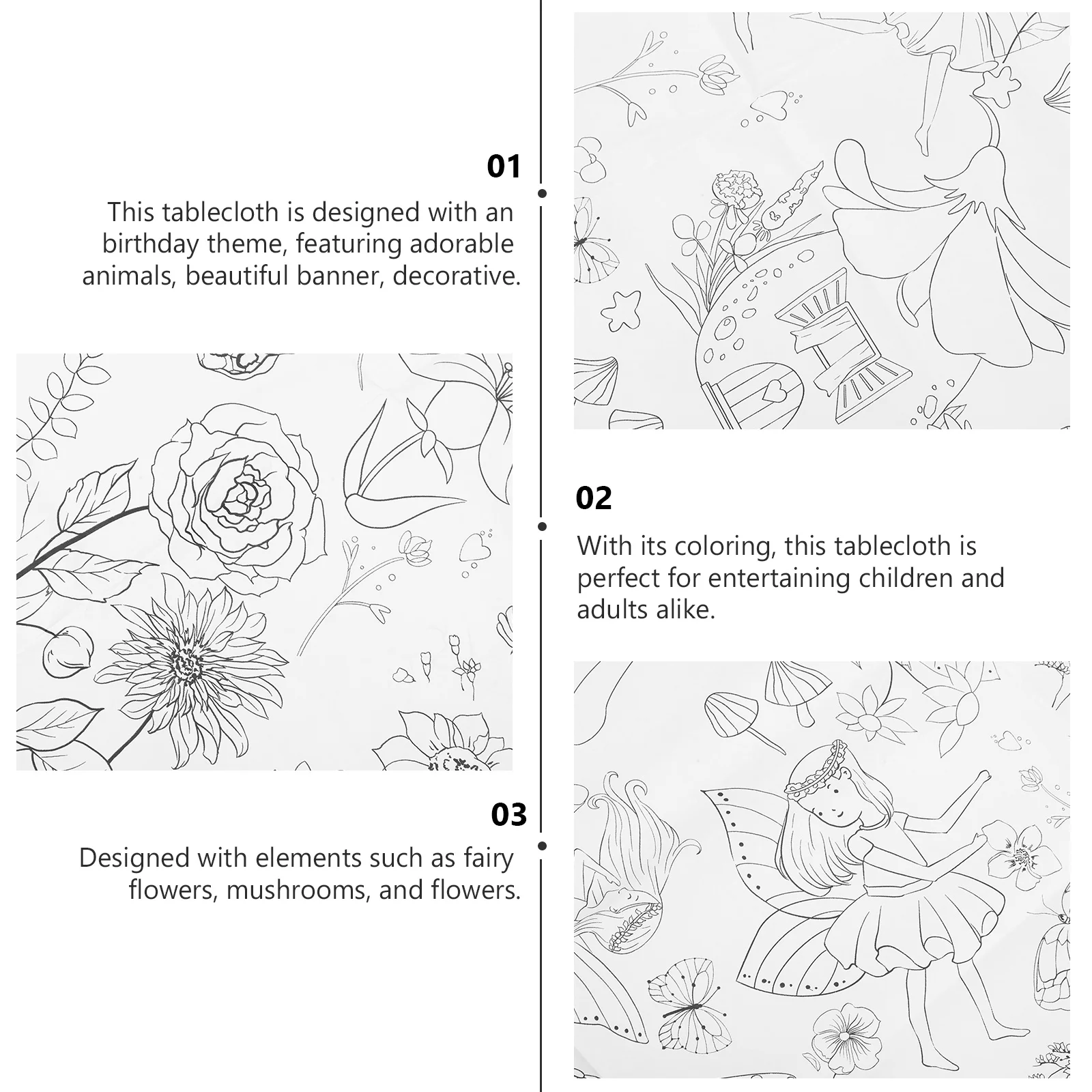 

Flower Fairy Theme Tablecloth Birthday Printed Paper Table Cloth For Party Activities Jungle Coloring Table Runner