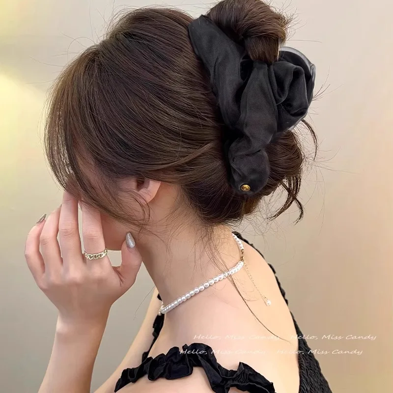 กิ๊บติดผมทรงเมฆผ้าทูลล์แบบเกาหลีสำหรับผู้หญิง กิ๊บหนีบผมทรงฉลามสำหรับทรงผมเกล้าผมหรูหรา กิ๊บติดผมสำหรับทรงผมครึ่งเกล้าแบบเต็มศีรษะ