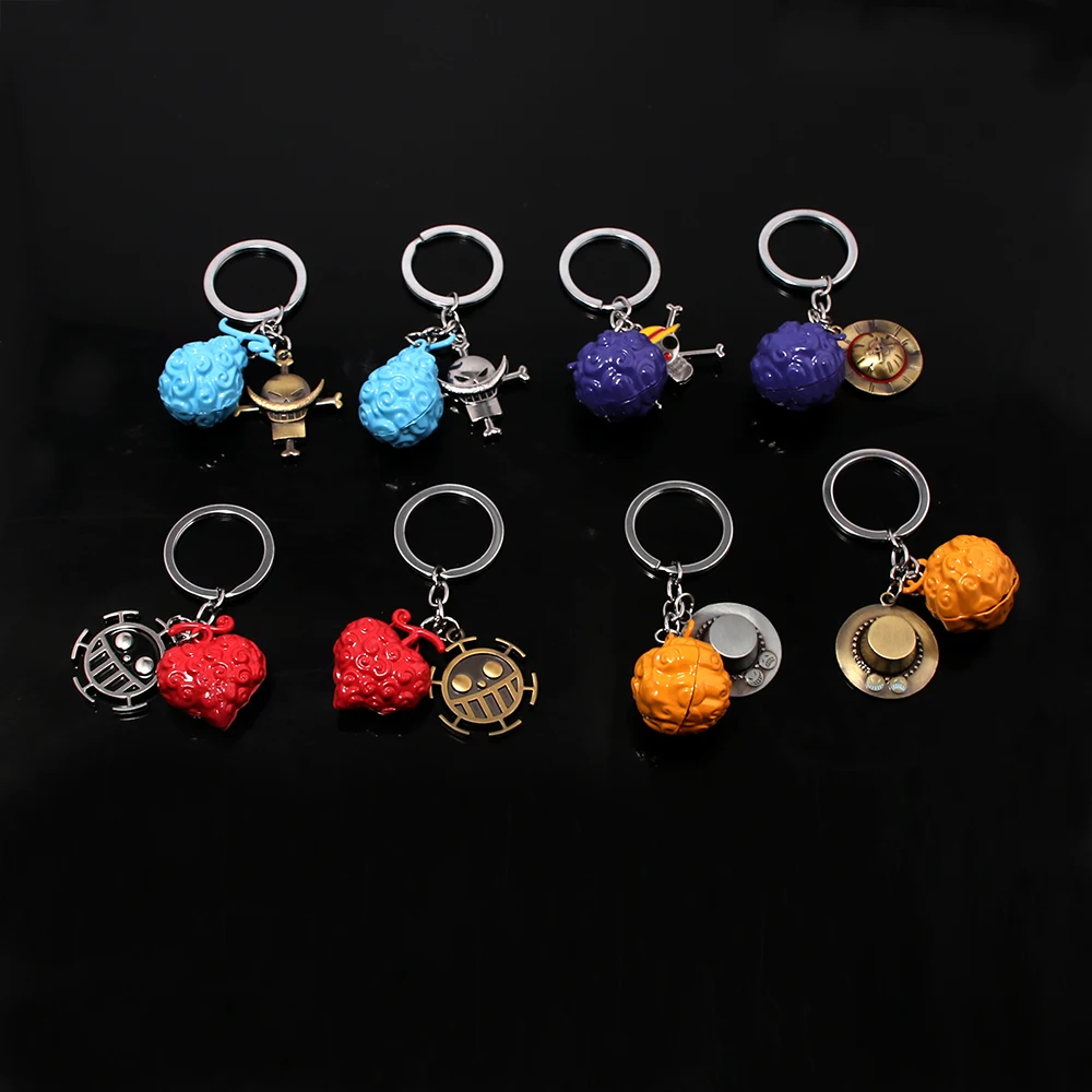 Popular Anime Keychain 3D Devil Fruit Pendant Rubber Fruit Model Unisex Keychain Car Backpack Jewelry Prop Gift Decorative Acces