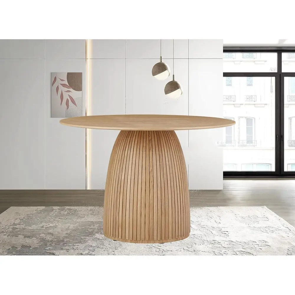 

Wooden Pedestal Dining Table, Grain Circle Kitchen Table for 4-6, Round MDF Wood Table for Dining Room, Office, Restaurant, 47