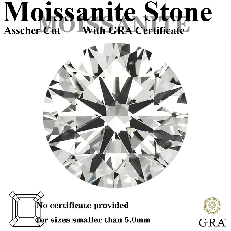 Round Cut  Moissanite Stone D Color VVS1  DIY Charms Ring Necklace Earrings Main Materials Extremely Shiny Quality Certificate