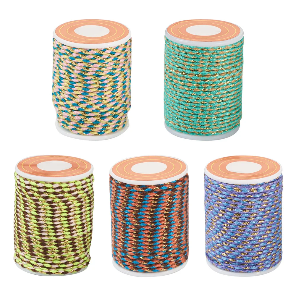 

5Roll/Set Handmade Macrame Cotton Rope 4-Ply Polycotton Cord DIY Knitting String for Jewelry Wall Hangings Plant Hanger Craft