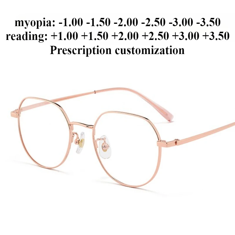 

50 мм ультра-легкие полигональные очки для близорукости из чистого титана, оправа для женщин, очки для чтения с защитой от синего света, индивидуальные очки по рецепту