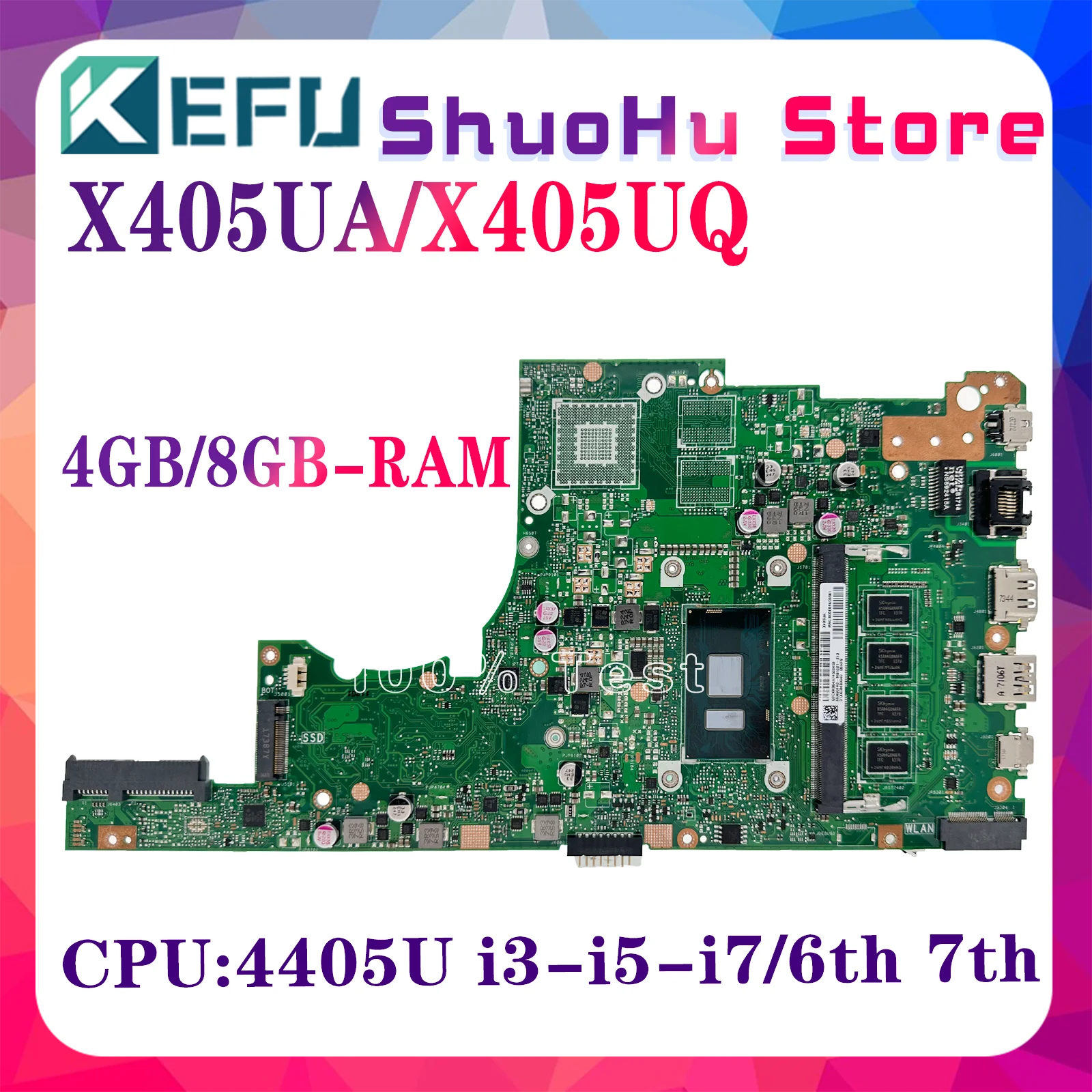 X405UQ Mainboard For ASUS X405UA S4100U X405UN X405URR X405URP X405UF Laptop Motherboard 4405U I3 I5-I7-6th 7th Gen 8GB/4GB RAM