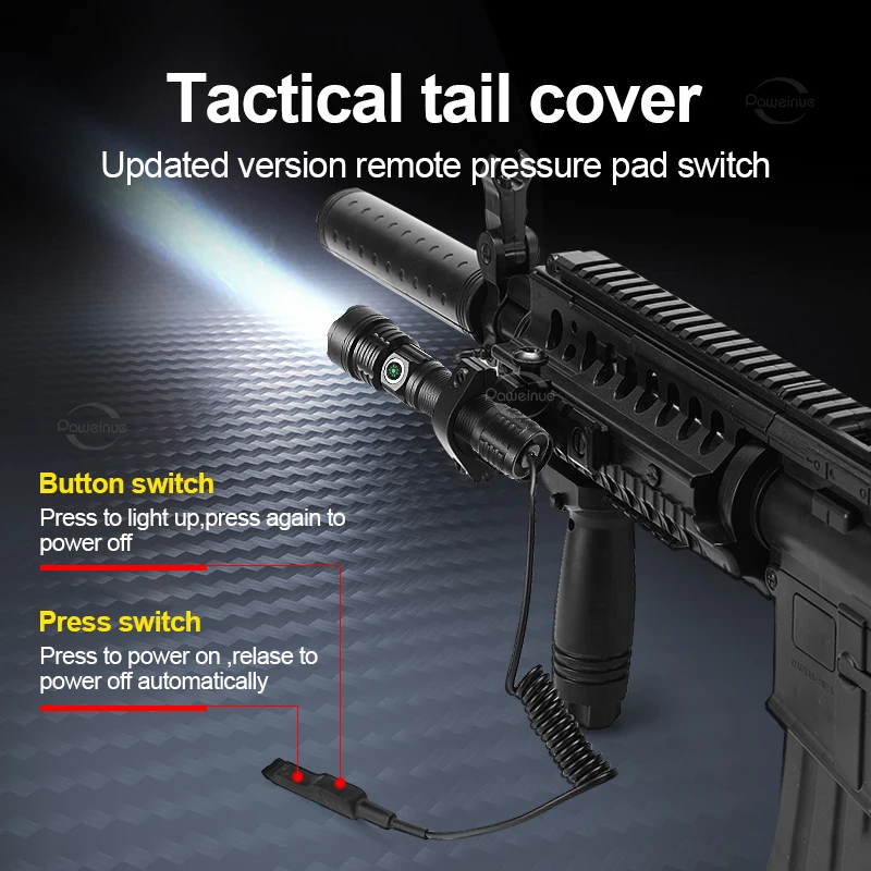 Lanterna Tática LED poderosa, Lâmpada Recarregável, Tocha Impermeável, Tiro Profissional, Noite Scout Set Luzes, Caça