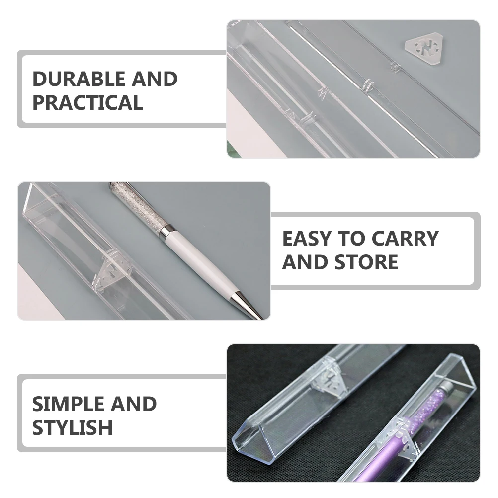 

15pcs Clear Plastic Pen Containers Stackable Storage Cases for Ballpoint Pens Gift Boxes Office School Supplies Portable