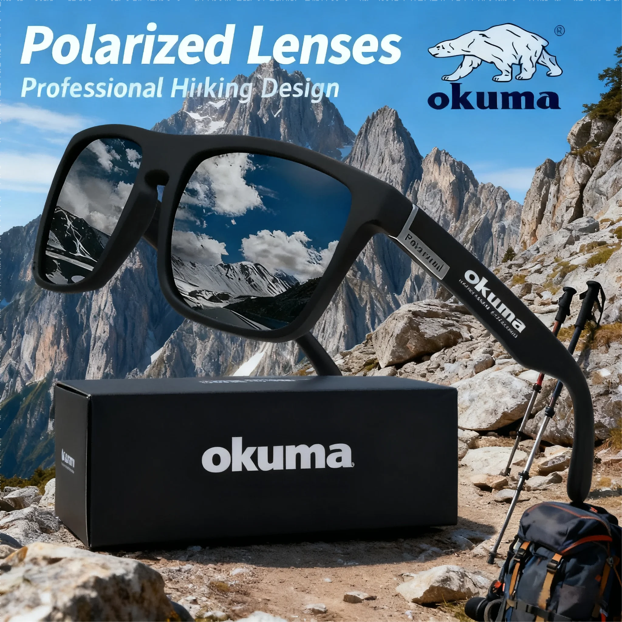

Okuma Polarized Sunglasses for Hiking, Professional Hiking Design UV Protection Outdoor Sports Sunglasses with Polarized Lenses