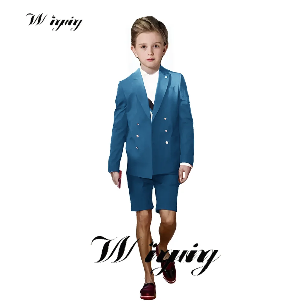 Children's Suits Wedding Groom's Red Suit Blazer Pants Shorts Suit Collar Formal Gentlemen Outfit Customized 2 Pcs Jacket+Pant