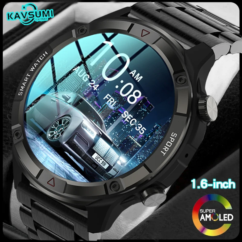 

New Smart Watch Mens 4G Memory Local Music Player 400*400 AMOLED Screen Bluetooth Call Sports Man Smartwatch For Samsung Huawei