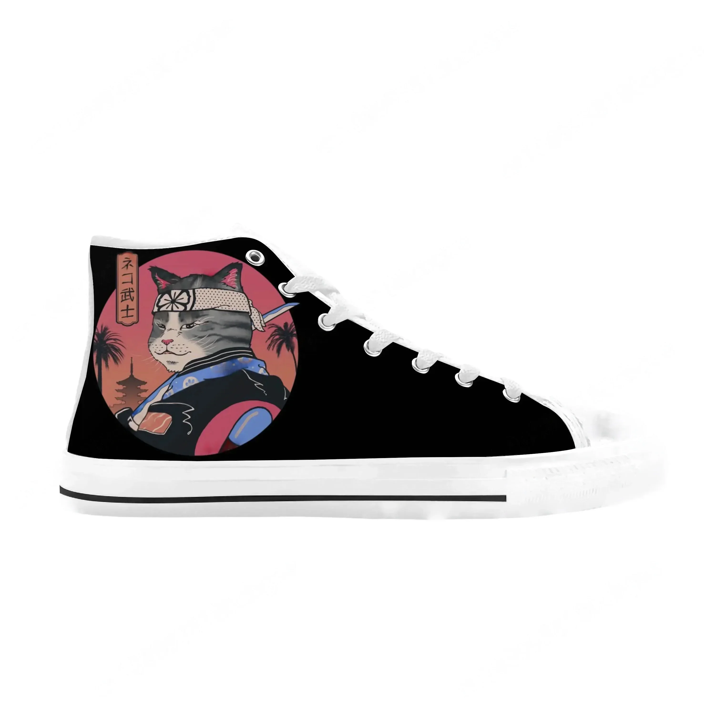 

Japanese Animal Samurai Cat Warrior Ninja Anime Casual Cloth Shoes High Top Comfortable Breathable 3D Print Men Women Sneakers