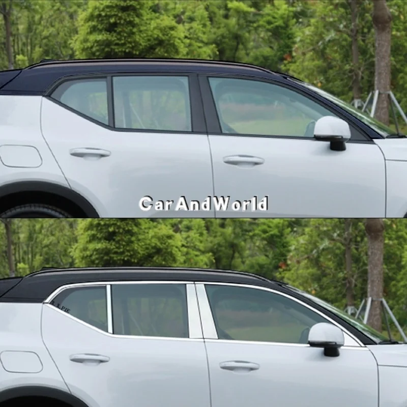 

For Volvo XC40 2018 2019-2025 Stainless Car Full Window Pillar Frame Upper Center Column Surround Garnish Trims Accessories