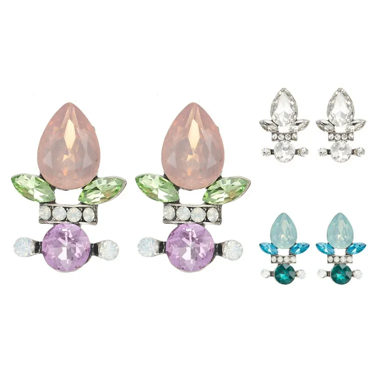 Women's full diamond earrings, European and American earrings, new earrings, new cross-border accessories, popular accessories,
