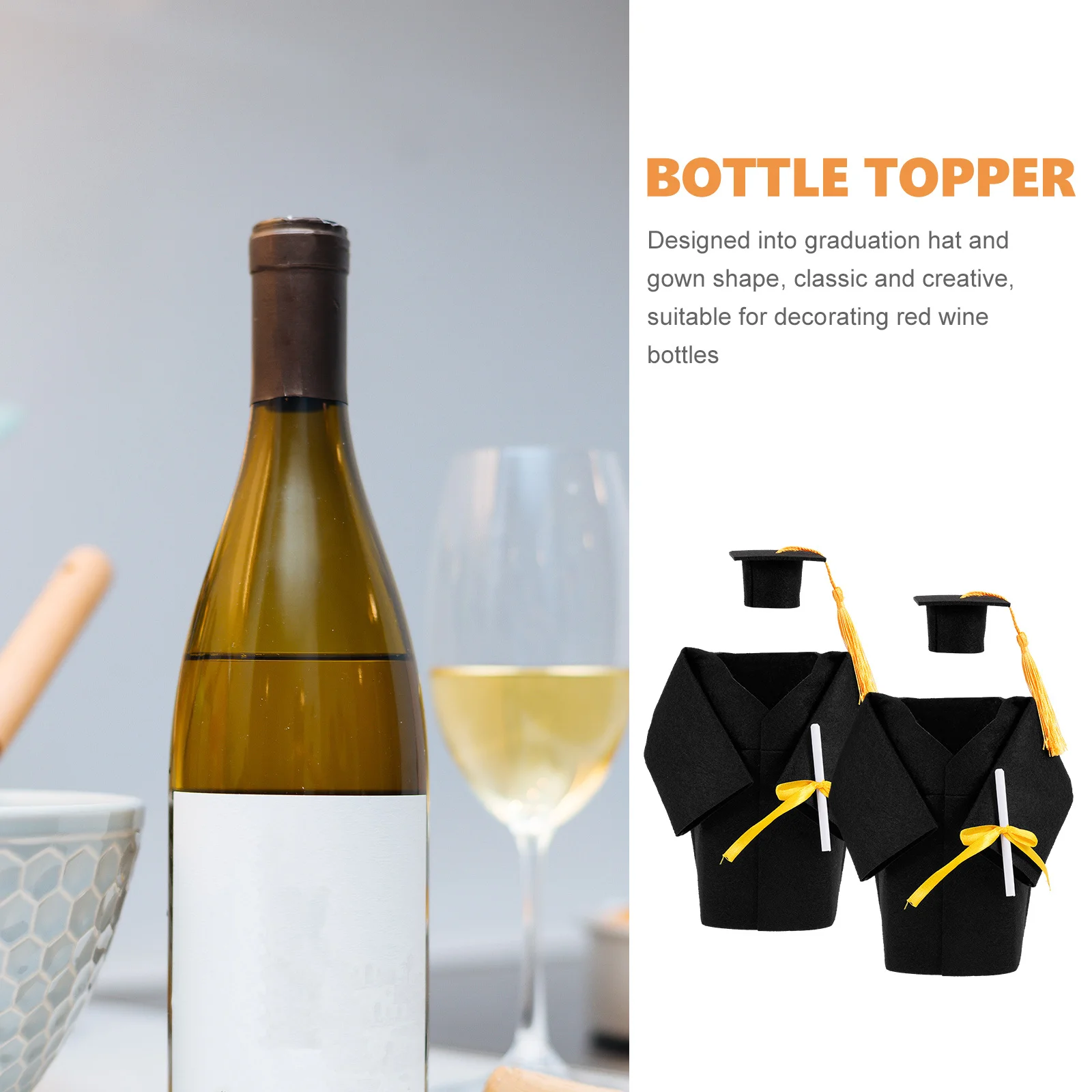 

4Sets Graduation Hat Bottle Toppers Wine Bottle Gown Cover Practical Tassel Design Perfect Holiday Party