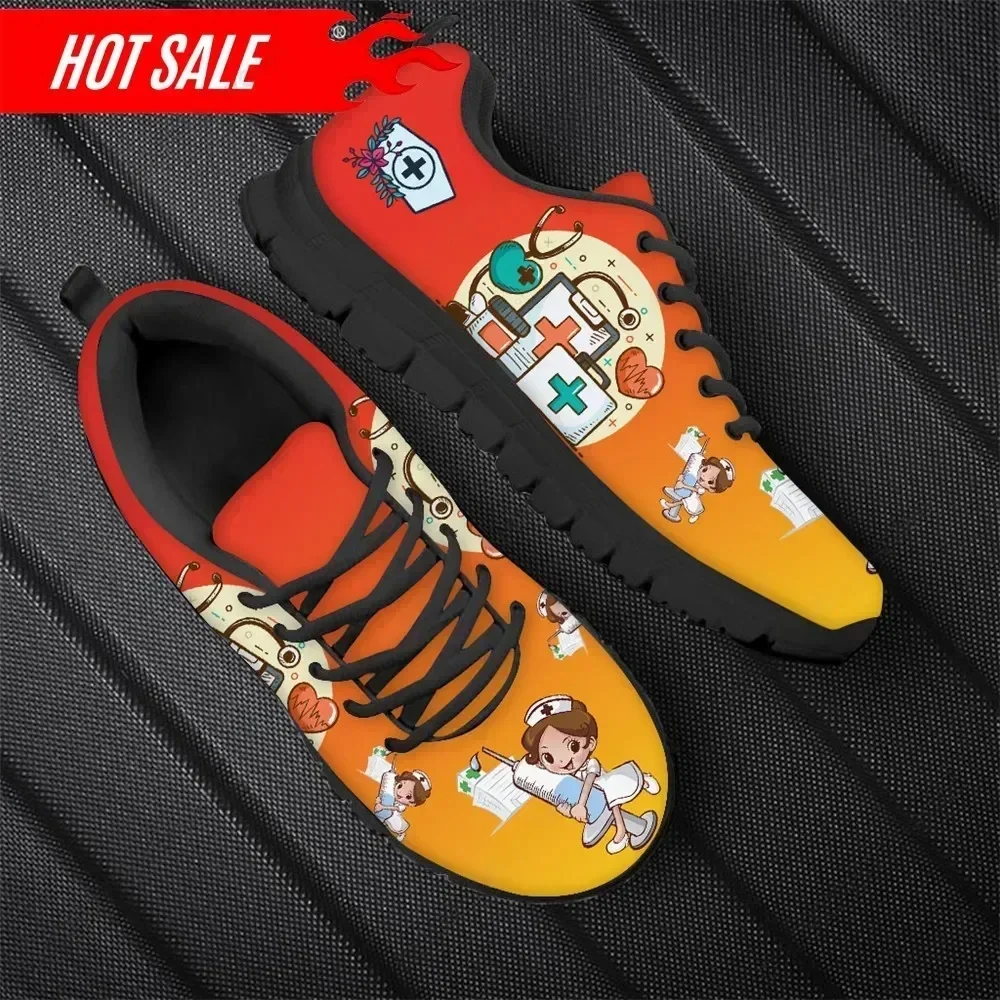 

Gradient Cartoon Nurse Medicine Pattern Women Casual Sneakers Nursing Comfortable Mesh Flats Shoes for Female Girls