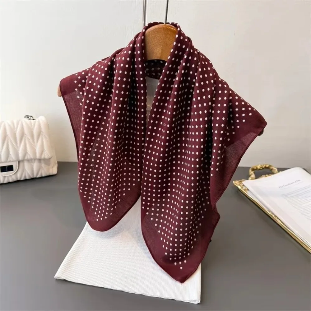 

Fashion 65*65cm Head Scarf Polka Dot Square Foulard Bandana Cotton Feel Women Hijab Neckerchief Headscarf Spring Autumn Wraps