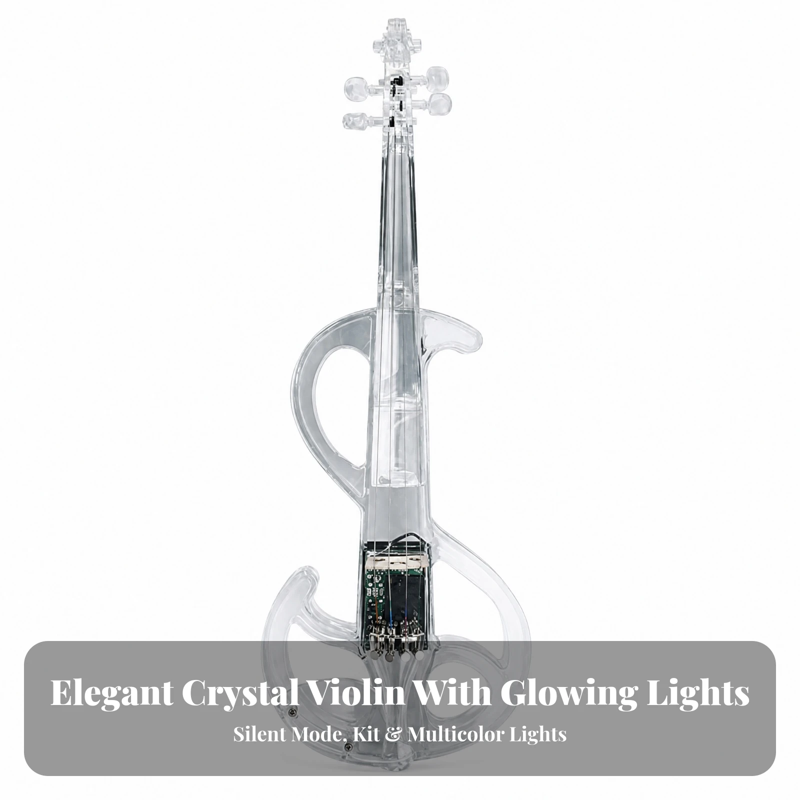 Electric Violin with Bow and Case Stage-Ready Electric Fiddle String Instrument Headphone Compatible for Violinists, Practice