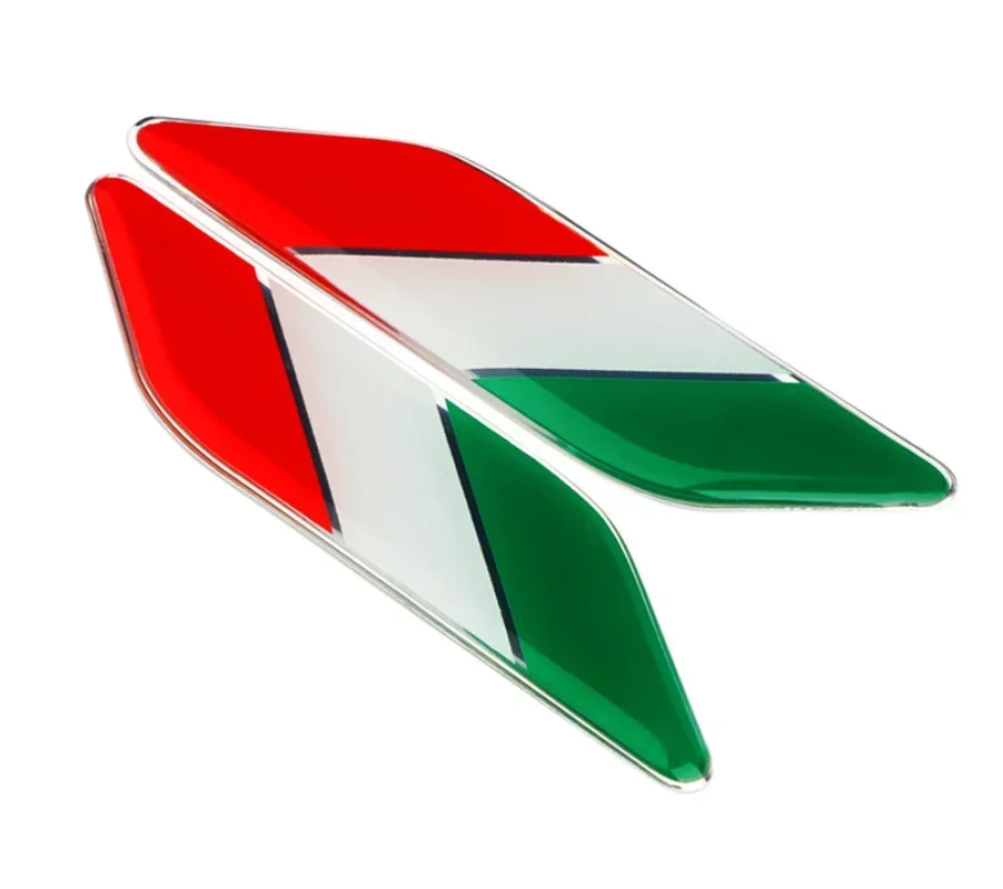 2Pcs Metal Italian National Flag Side Fender Emblem Badge Decals Car Sticker Accessories For Fiat Alfa Romeo 159 147 156 Abarth