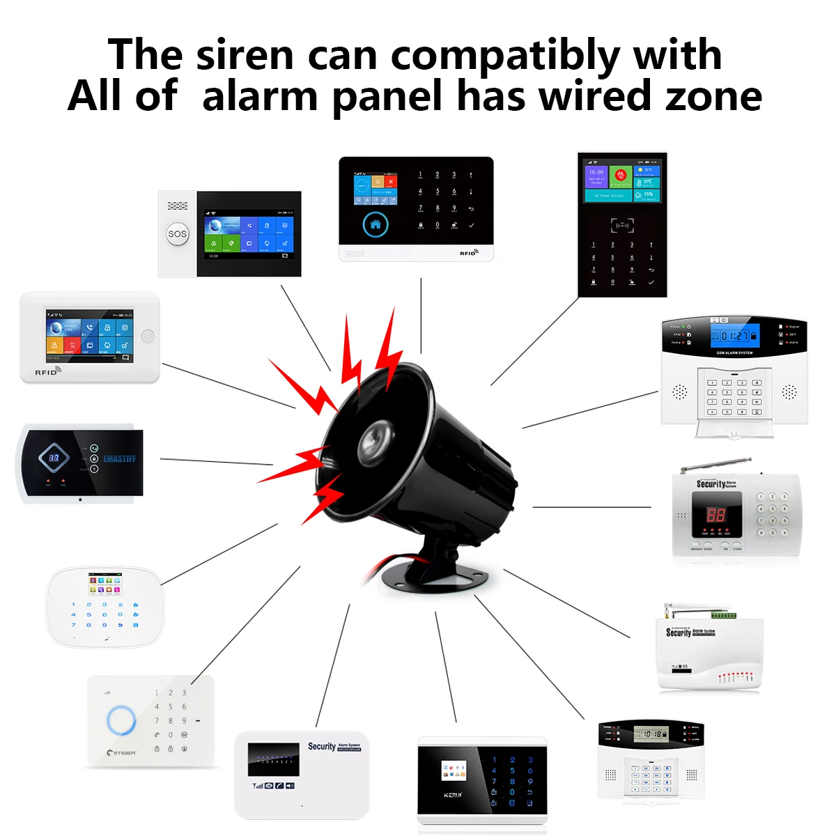 

Безопасность DC 12 В, наружная сигнализация, сирена, провод, громкий звуковой сигнал, 110 дБ, внешний динамик Sirena Alarma для системы сигнализации 15 Вт