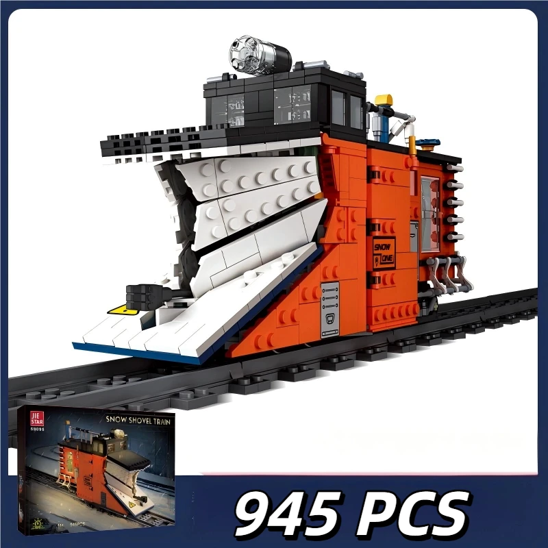 945PCS City Snow Plow Type Snow Removal Locomotive with Rails Building Blocks Toys for Children Technical Bricks Christmas Gifts