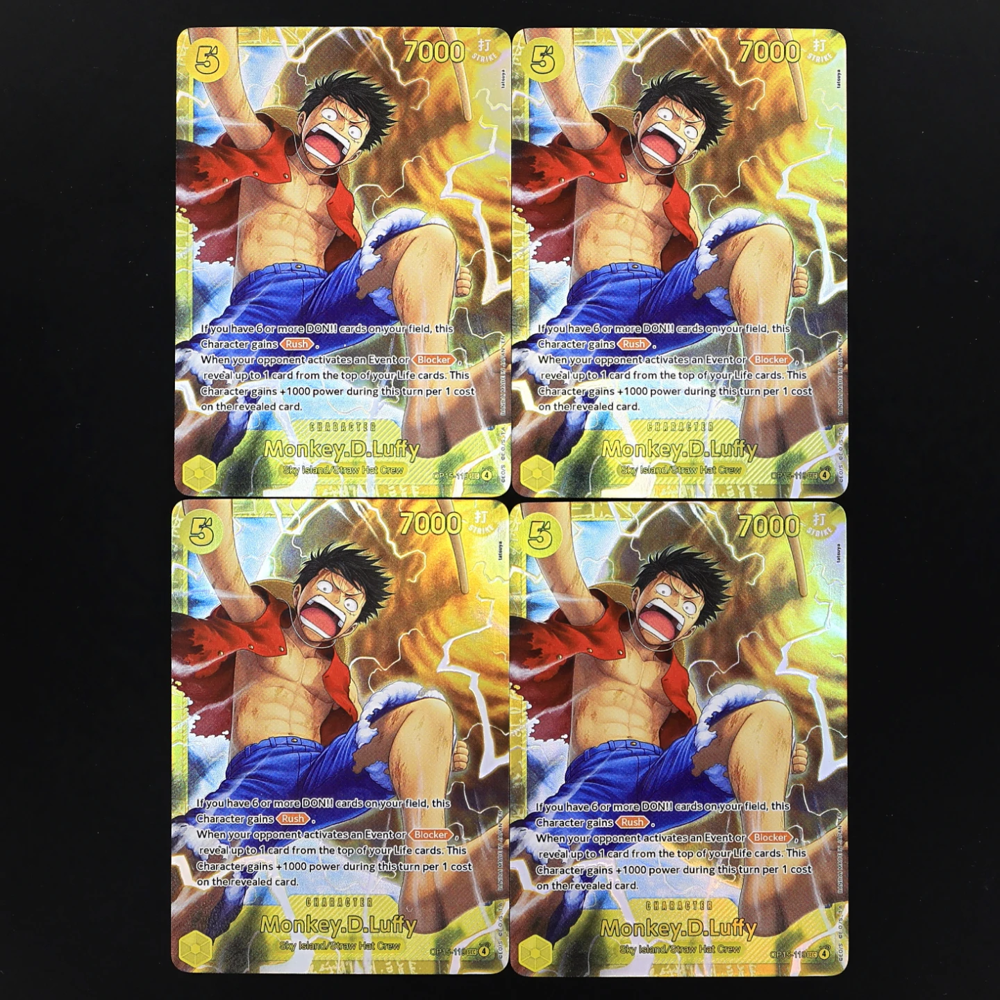 One Piece TCG OPCG Englisch OP15-119 Luffy SEC Normales Spielset 5 Kostengünstige Gelbe Luffy Texturierte Folienkarte Anime Sammelkarten