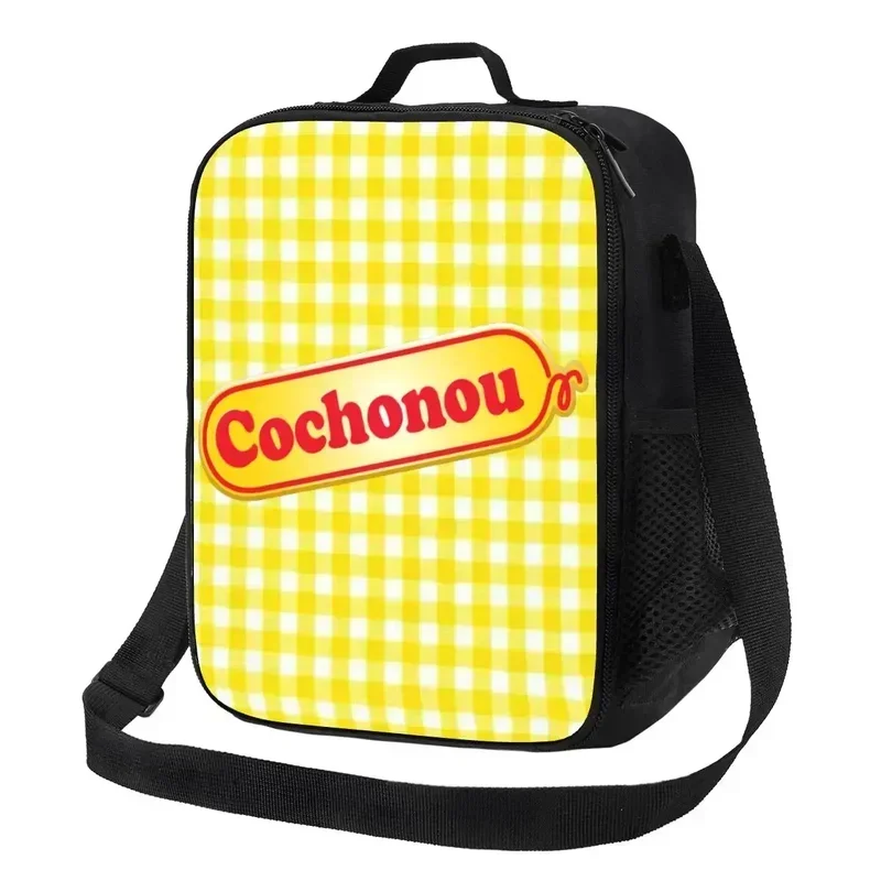 

Cochonou Saucisson Insulated Lunch Tote Bag for Women Resuable Thermal Cooler Food Box Outdoor Camping Travel