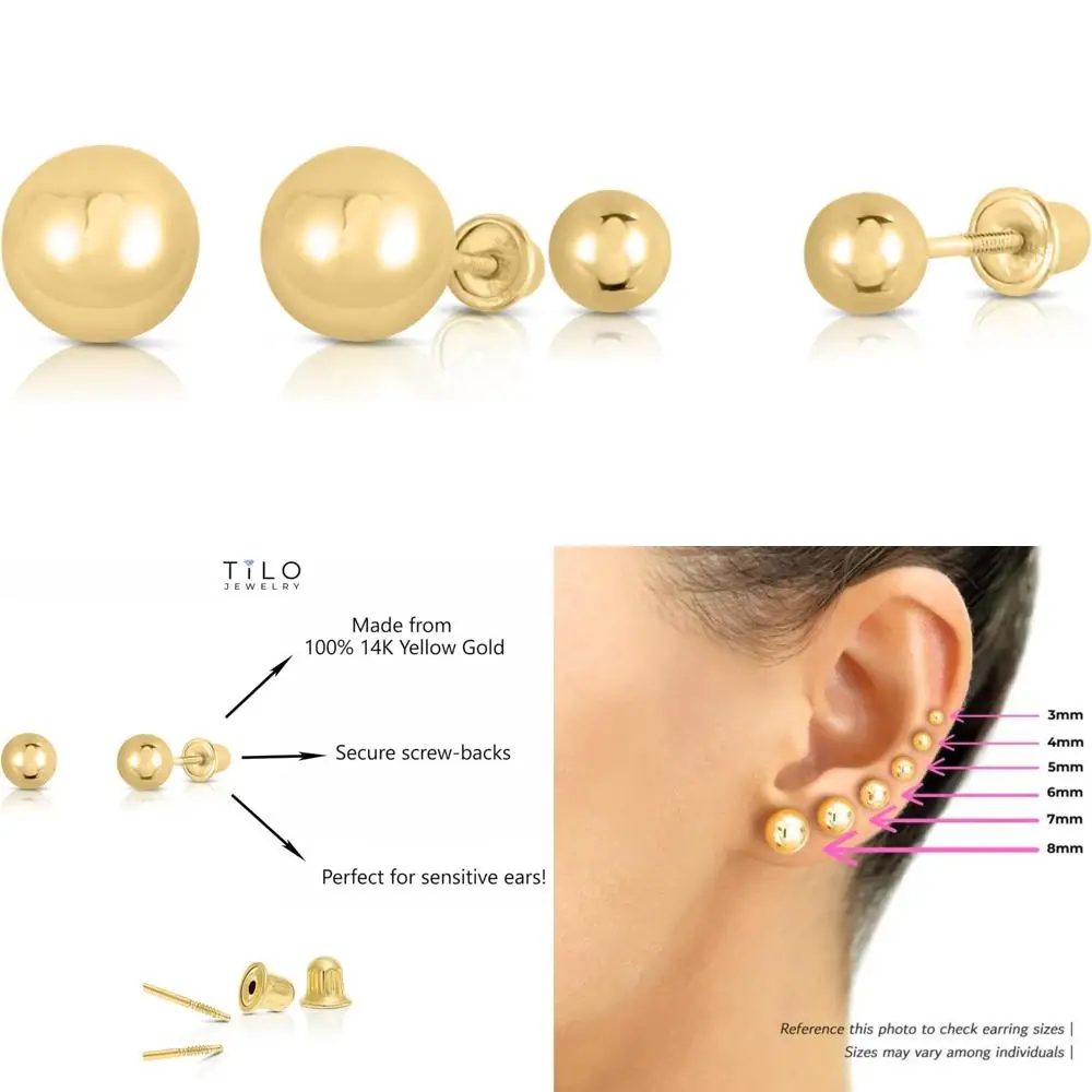 

Серьги-гвоздики из желтого золота с безопасными винтами для длительного комфорта и стиля